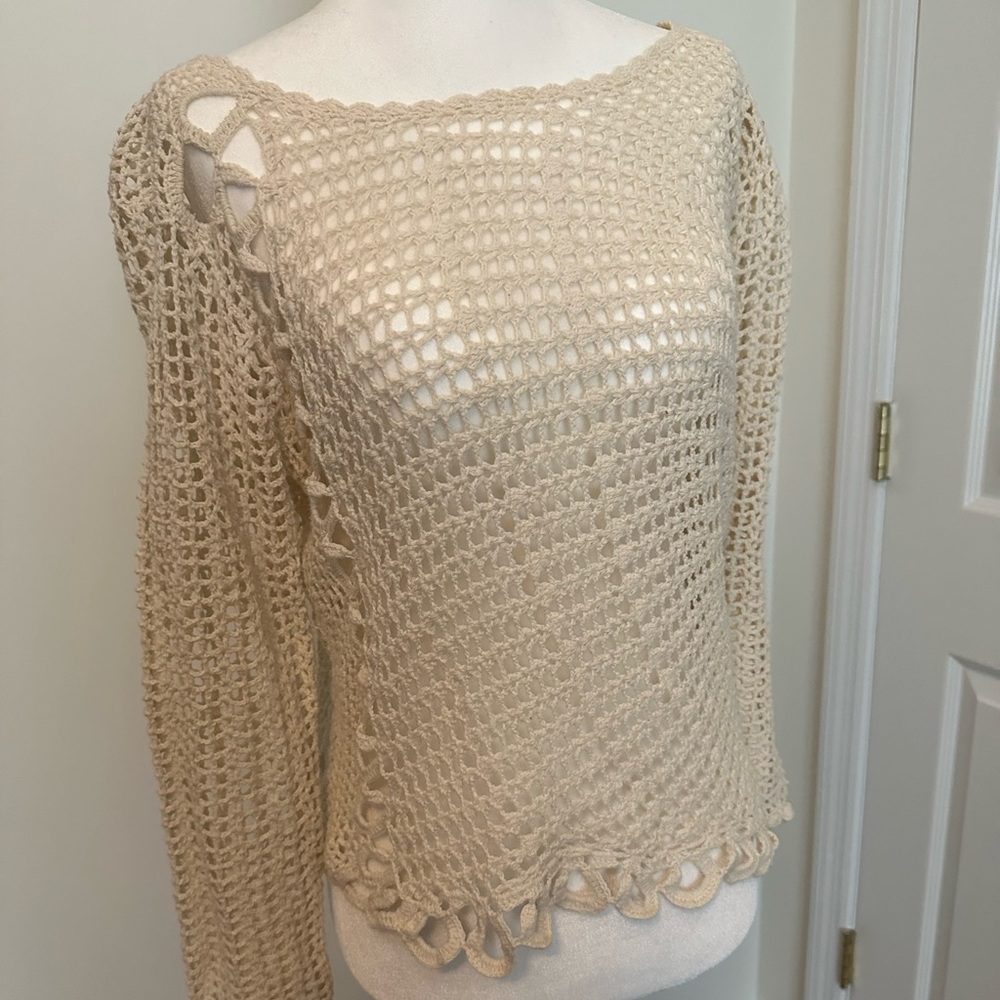 Crochet cream color sweater